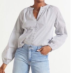 Evereve Sofia Stripe Button Down Poplin Blouse